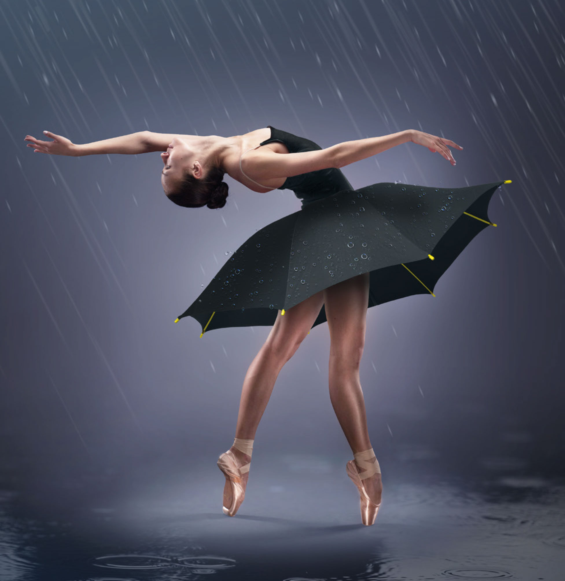 Ballerina im Regen